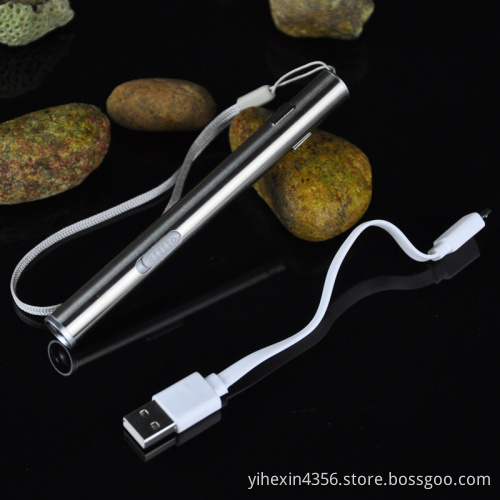 Stainless Steel USB Rechargeable Led Mini Pocket Flashlight Pen Light